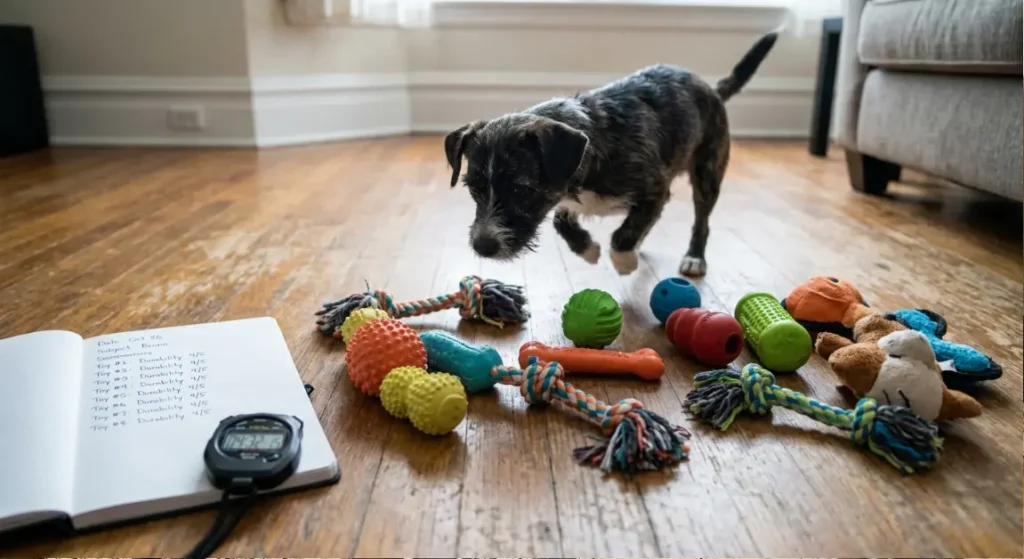indestructible toys french bulldog chewers 30-day test setup in Austin