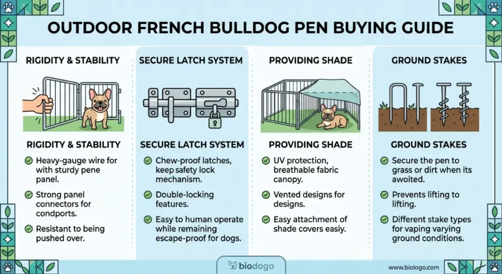 outdoor french bulldog pen portable test setup in Austin backyard with Cooper