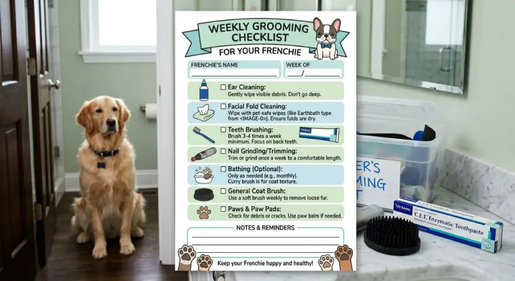 french bulldog grooming kit essentials weekly checklist printable